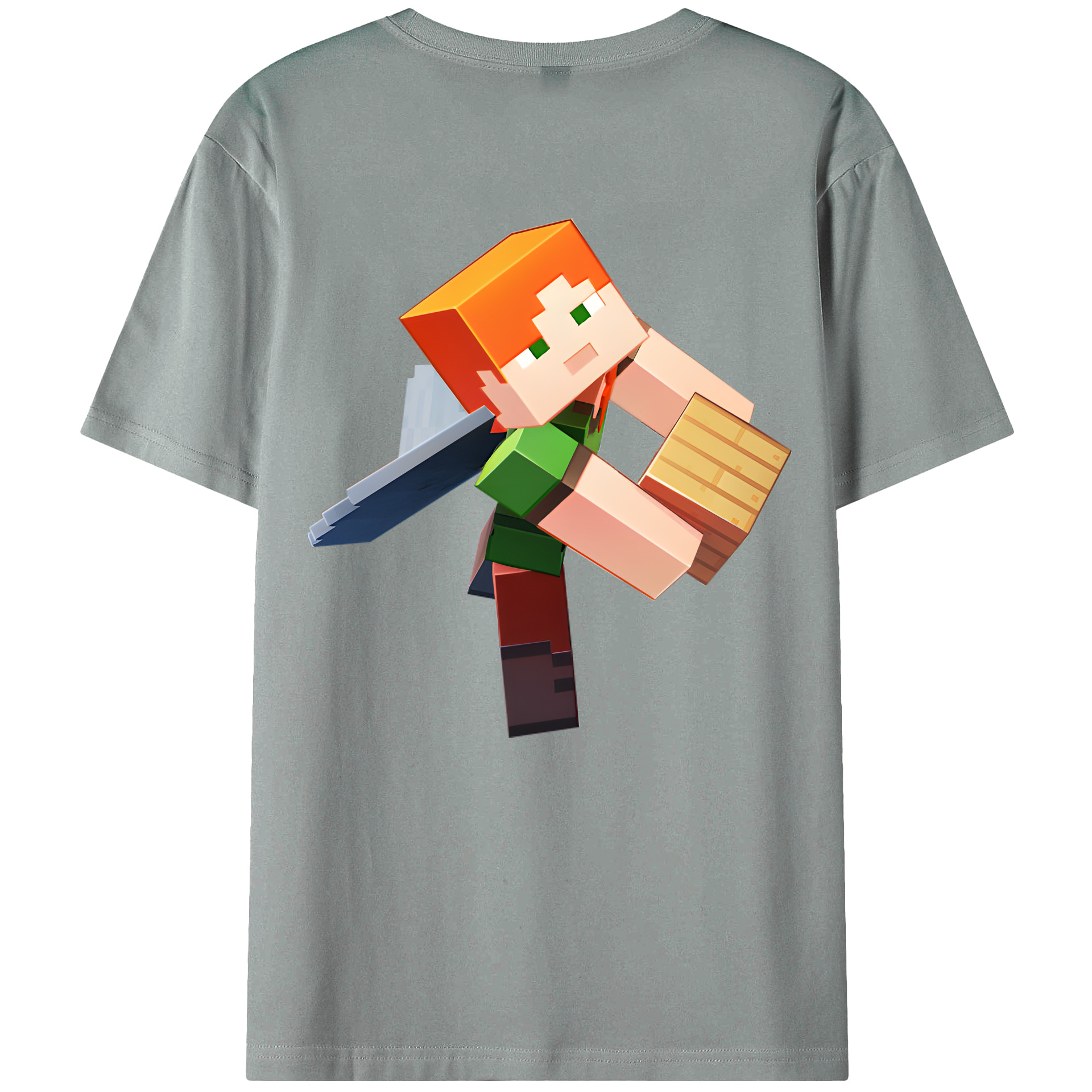 （画像用） マインクラフト ブロックの世界 Minecraft MC Block world 綿100％ メンズ半袖Tシャツ（バックプリント） 通気性